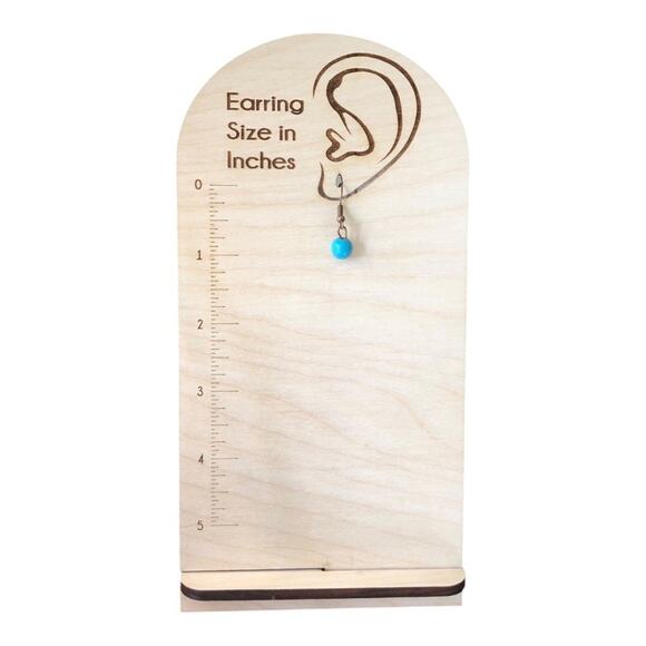 Retro Single Turquoise Bead Rose Gold Leather Lightweight Dangle Earrings - Picture 7 of 9